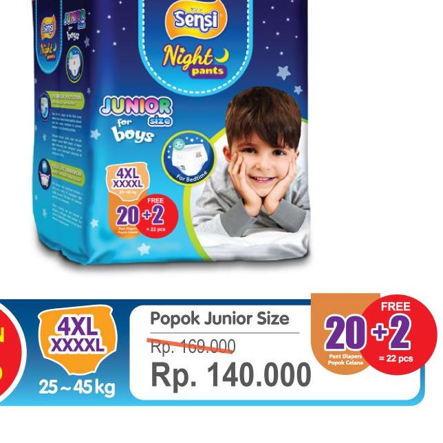 ❅ SENSI NIGHT PANTS BOYS 4XL20 - Popok Junior ✰