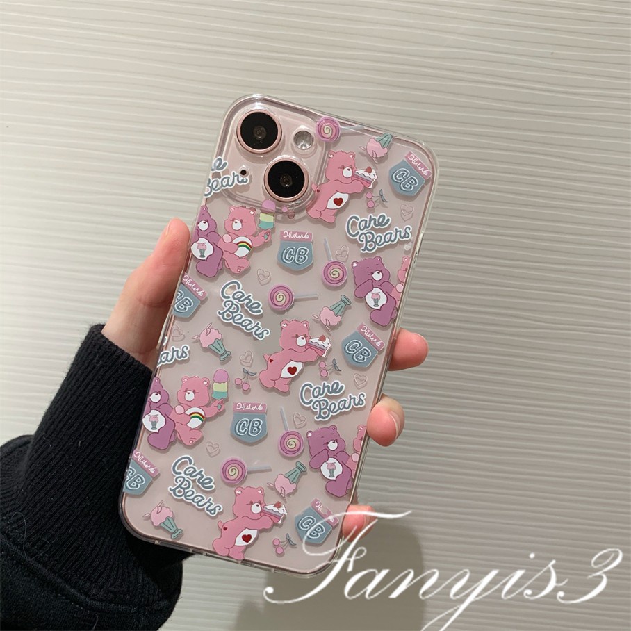 Realme C55 C35 C31 9 Pro+ C25Y C21Y C25 C25s C12 C21 C20 C20A C11 C17 7i C15 8 7 6 5 Pro 8i 5i 5s 6i Narzo 50A 50i Cute Cake Bear Phone Case Bening TPU Soft Cover Pelindung