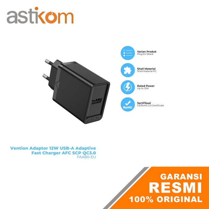 Vention Kepala Batok Charger Type A Adaptor 12W QC3.0 2.4A FAA