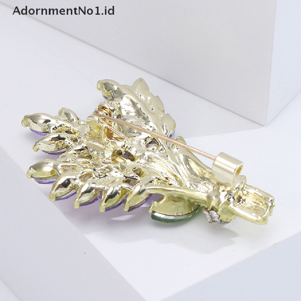 [AdornmentNo1] Wanita Bros Romantis Kristal Lavender Bunga Kerah Pin Alloy Tanaman Bros Kerah Pin Aksesoris Hadiah Perhiasan [ID]