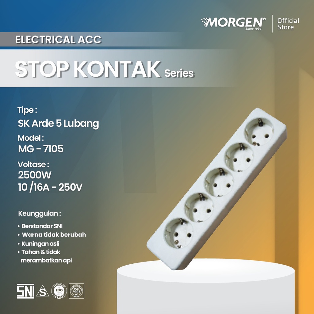 Morgen Stop Kontak MG-7105 5 Lubang Arde