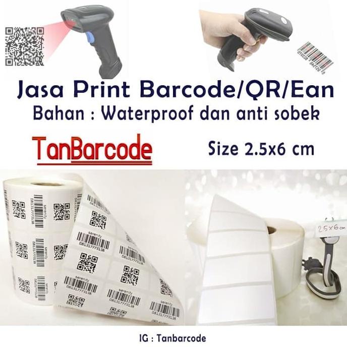 

Print cetak sticker barcode/qr waterproof 2.5x5.2cm