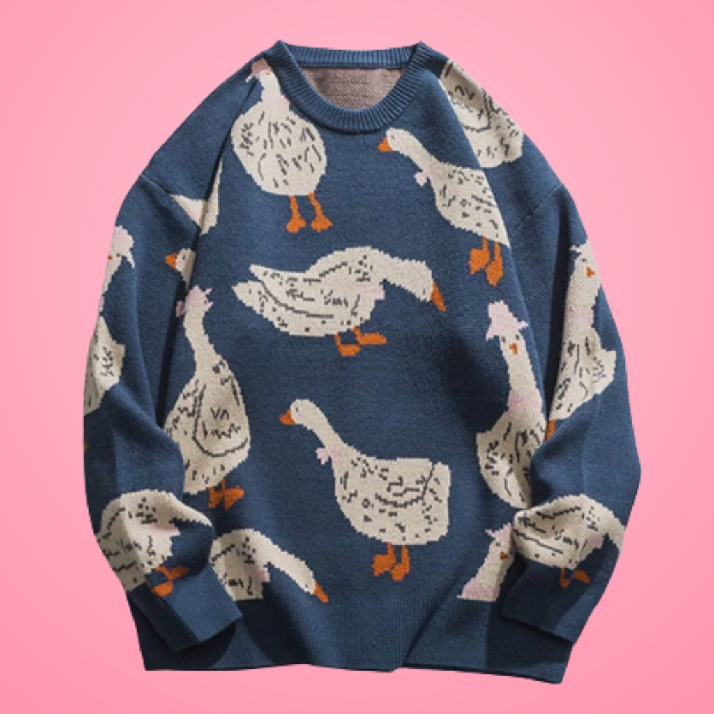 Woobly cute duck knit sweater