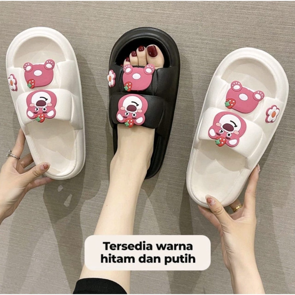 Sandal Jelly Wanita Korean Style Motif BERUANG Anti Slip Eva Ringan Empuk Soft Slipper Unisex Sendal Melissa Wanita Tebal Selop Sol EVA Phylon Elastic Nyaman