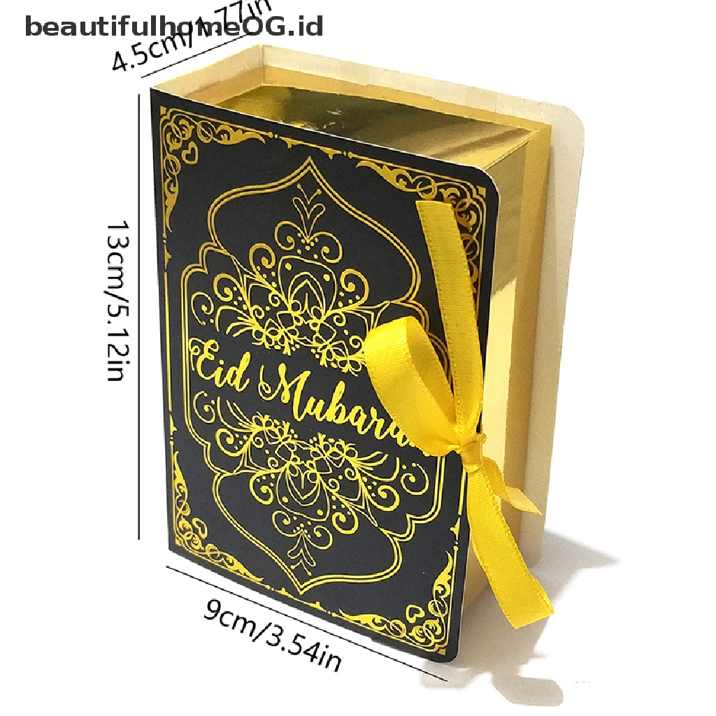 // Beautifulhomeog.id// 5Pcs Bentuk Buku Eid Mubarak Kotak Permen Coklat Ramadan Decor Packaging Box **