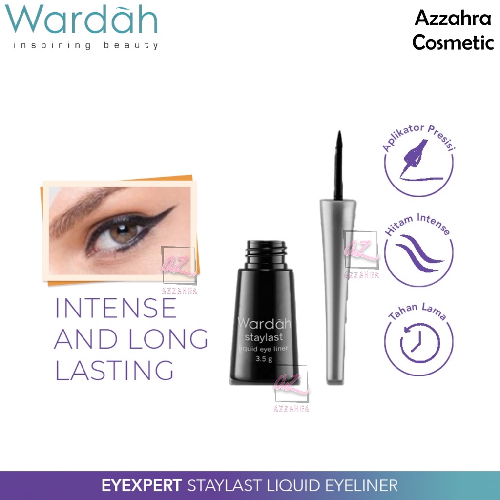 Wardah Eyexpert Staylast Liquid Eyeliner - Eyeliner Cair dengan Warna Intense dan Waterproof Serta Mudah Digunakan