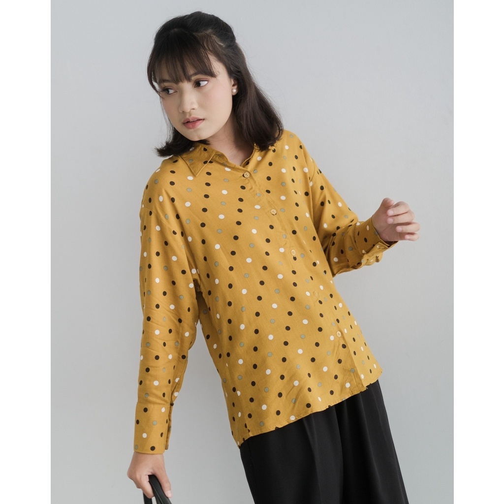 Myrubylicious OVALIA SHIRT KODE KS 2522 | SHIRT | KEMEJA WANITA | KEMEJA LENGAN PANJANG | KEMEJA POLKA | KEMEJA RAYON