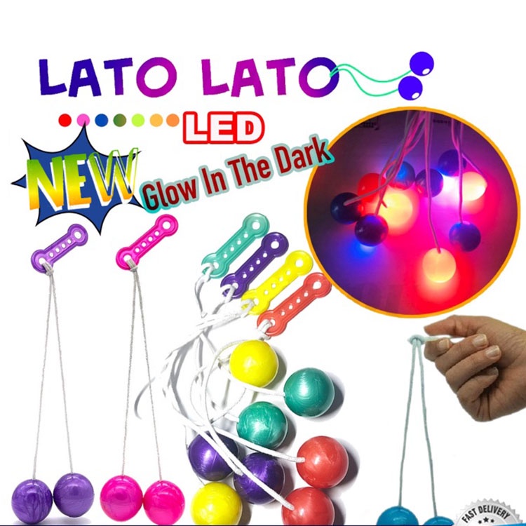 Lato Latto Ball Lampu LED Mainan Viral Mainan Jadul Game Bola Tek Etek Bounce Ball Klik Clack Ball Bump Ball Toy