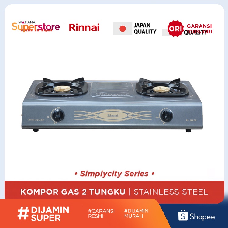 Rinnai Kompor Gas Stove 2 Tungku - RI522CE | RI-522CE