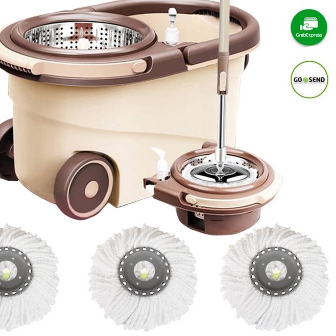 ➬ Top Living Spin Mop Alat Pel Lantai Praktis Ultra Mop Otomatis Kering Basah Kain Lap Pel Lantai Be