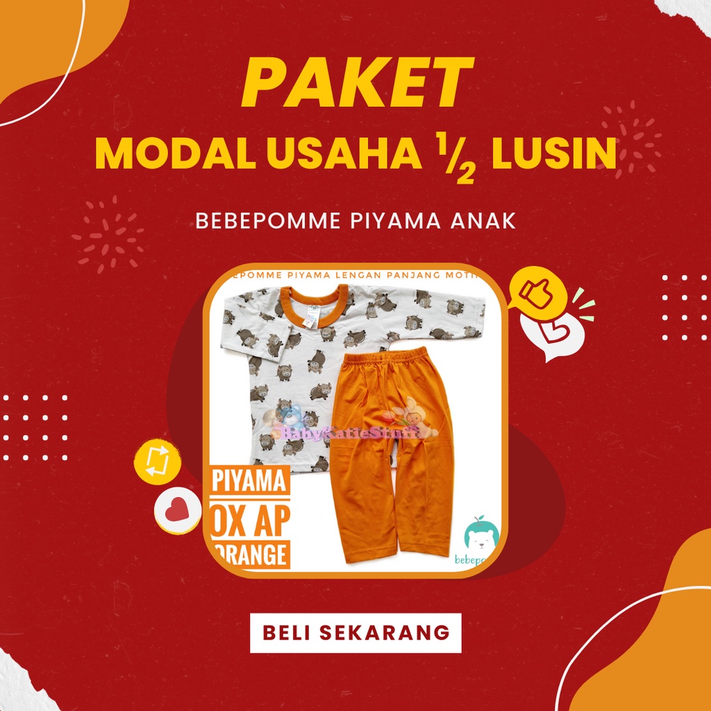 PAKET MODAL USAHA 1/2 LUSIN PIYAMA BAYI DAN ANAK USIA 6 BULAN SAMPAI 3 TAHUN/BEBEPOMME BAJU TIDUR