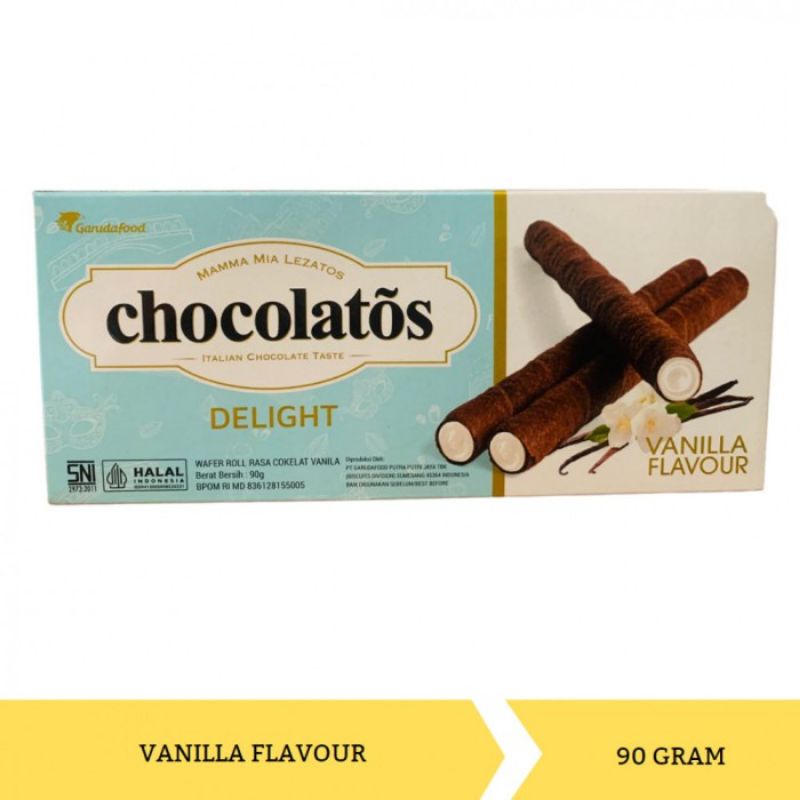 chocolatos DELIGHT wafer roll coklat / vanila 90 gram
