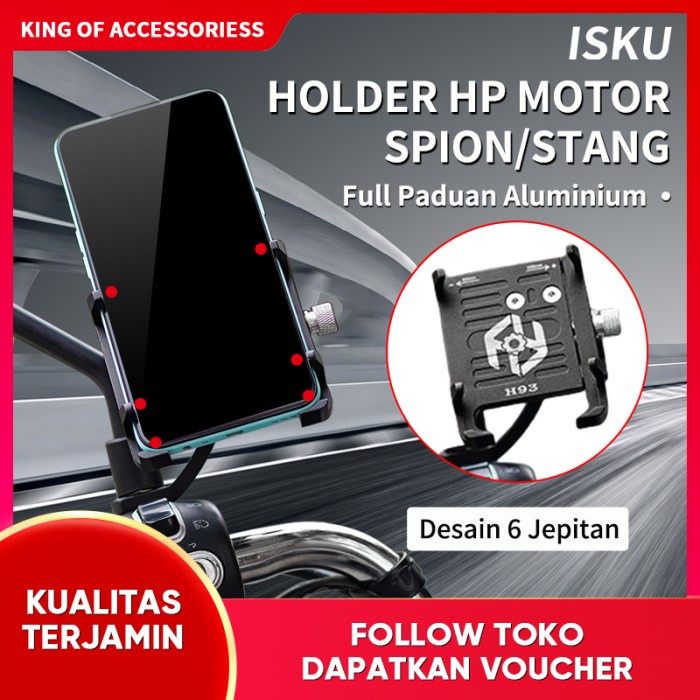 Terlaris Logam Berat Full Besi Spion Holder Stand Phone Mount Holder Motor New
