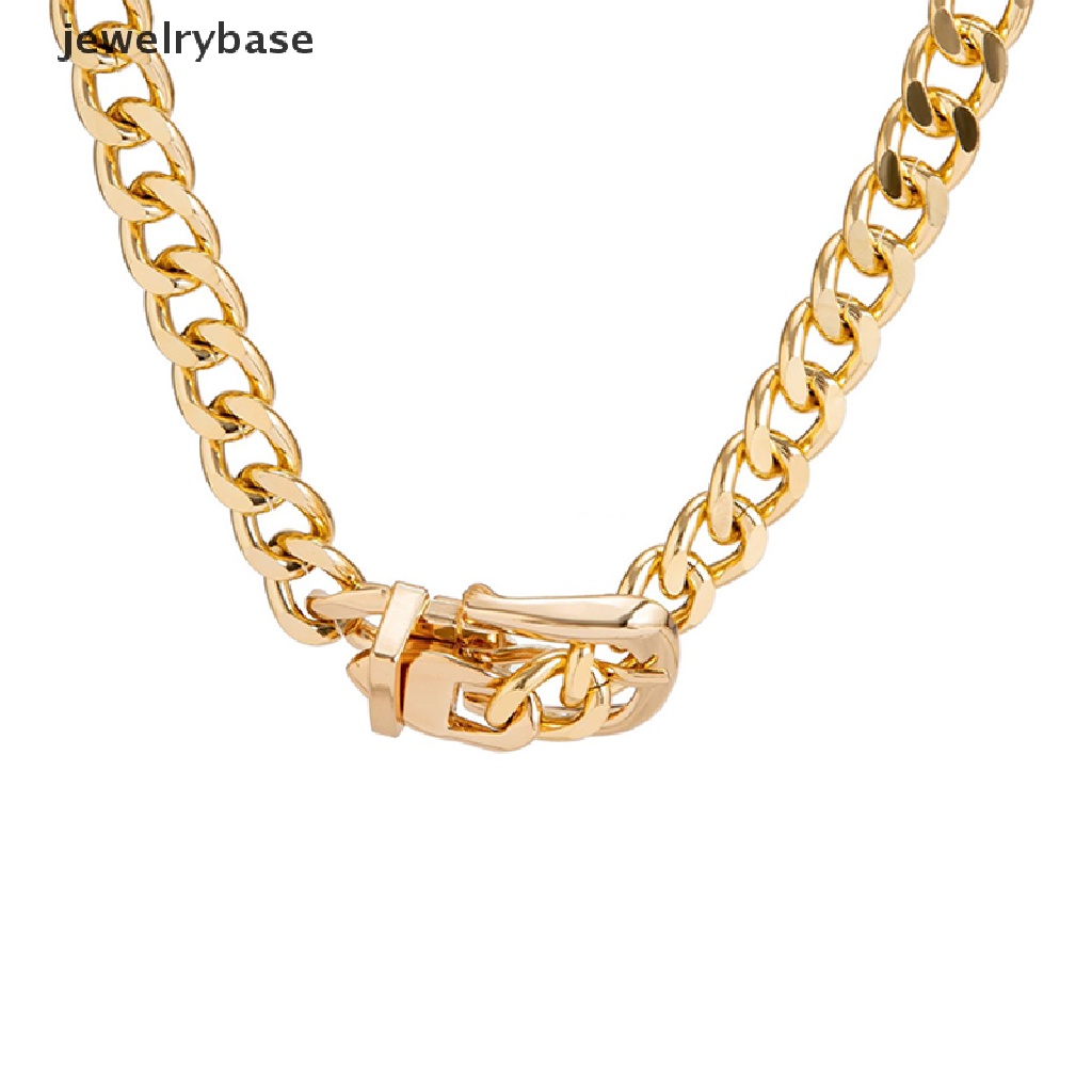 [jewelrybase] Fashion Hip Hop Punk Logam Sabuk Gesper Rantai Choker Kalung Perhiasan Untuk Wanita Tebal Chunky Klavikula Rantai Kalung Butik