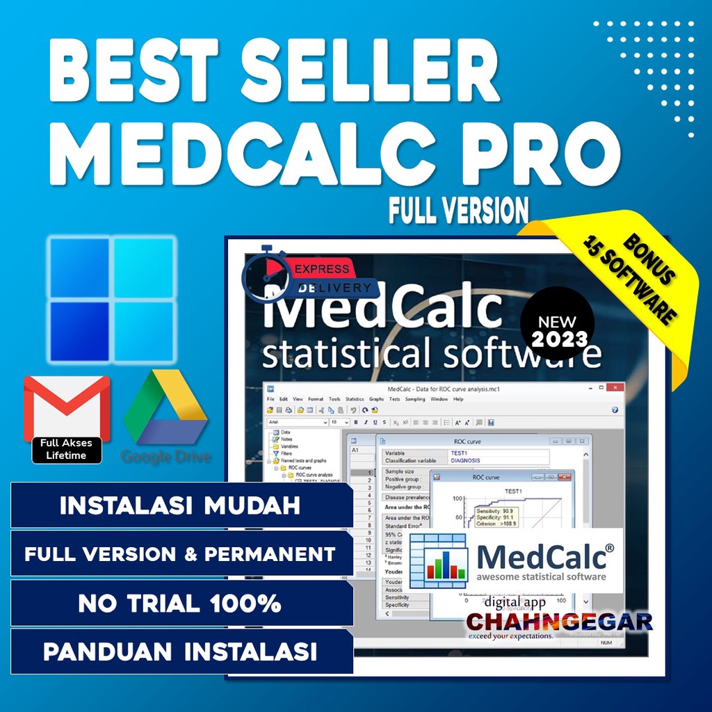 MedCalc Statistik 22 edisi 2023 Full Version aplikasi statistik biomedis