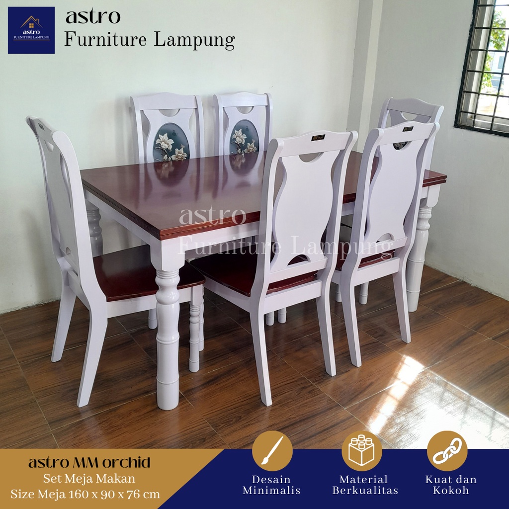 Set Meja Makan 6 Kursi Motif Kursi Orchid