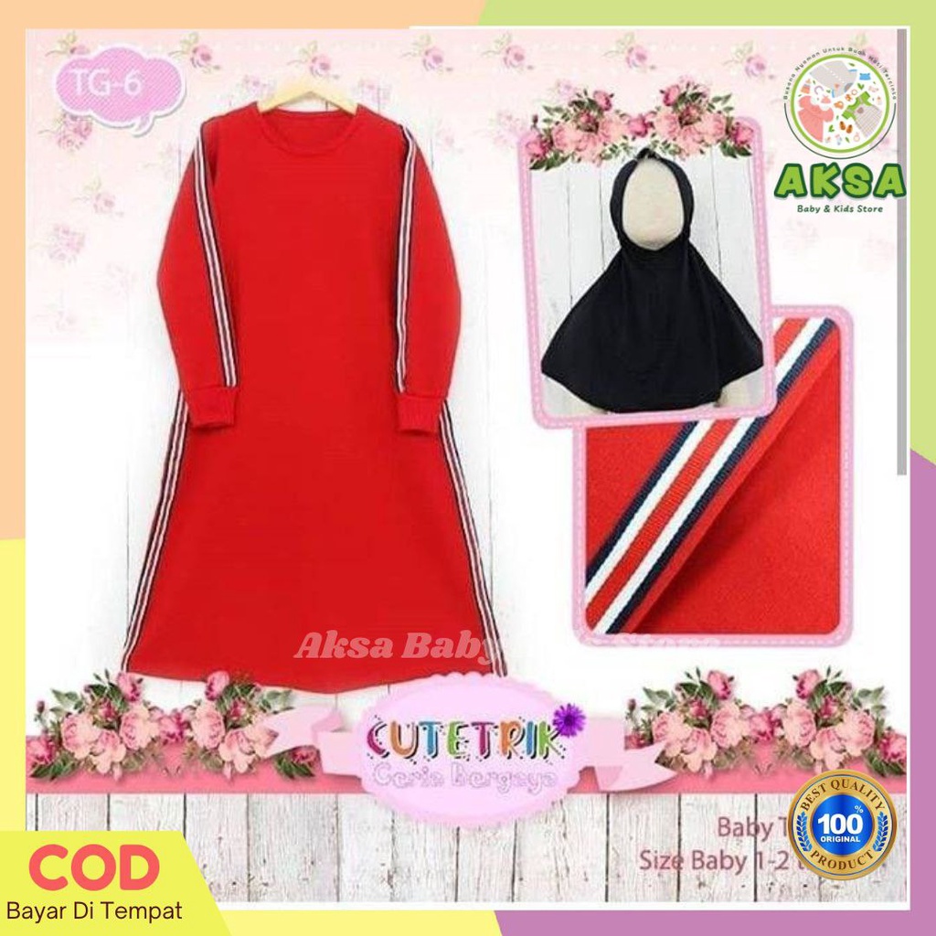 Gamis anak babytery cutetrik baju muslim anak sporty
