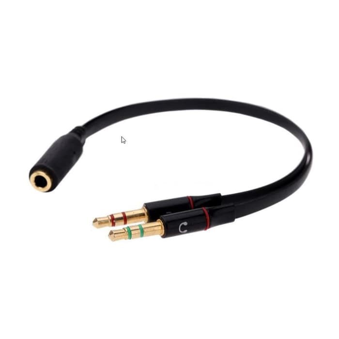 Kabel Audio Aux 3.5mm Splitter 2 Male to 1 Female Black Splitter Audio Jack 3.5mm Female ke Dual 3.5