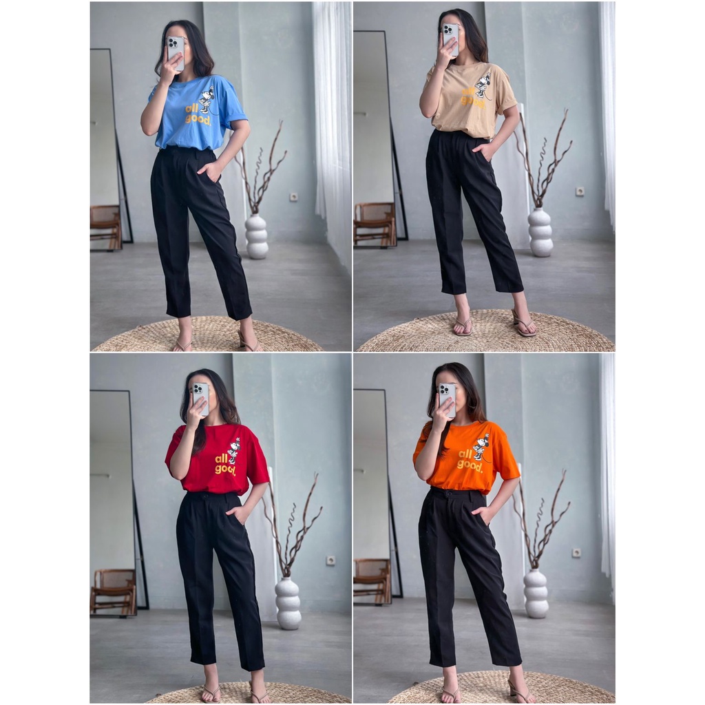 INFINITEE Kaos Wanita Lengan Pendek Ukuran Jumbo Oversized Tshirt