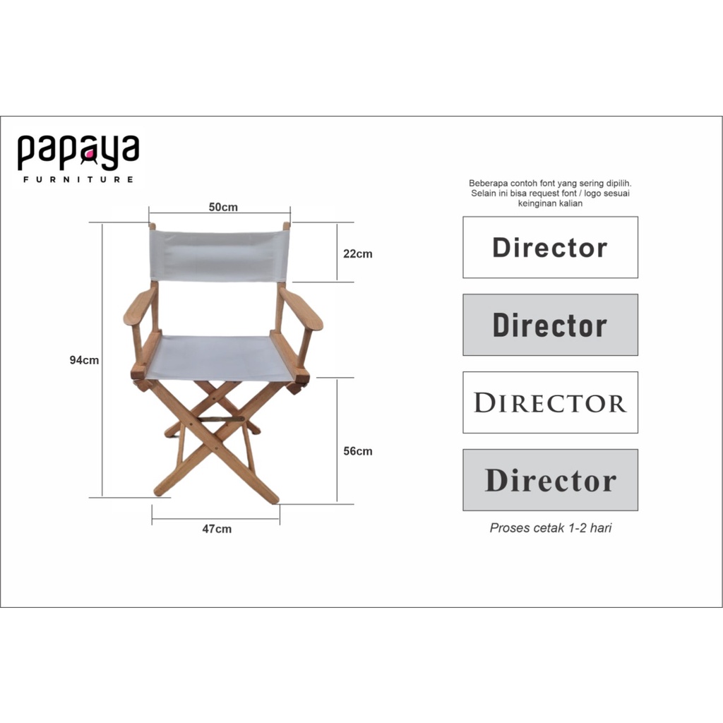 Kursi Sutradara Lipat Chair / Kursi Make Up Import