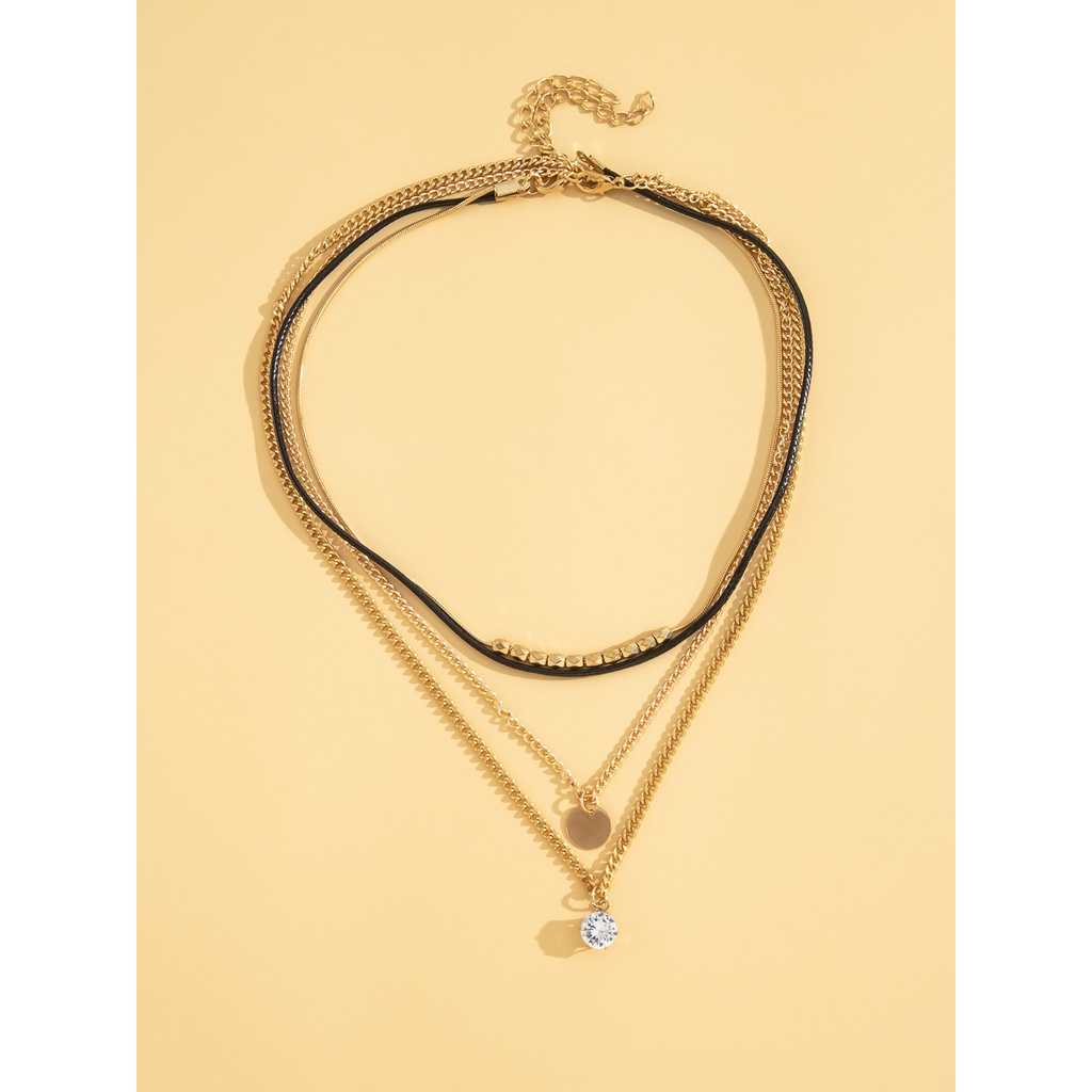 Kepribadian Fashion Kristal Berlian Multi-layer Kalung Untuk Fashion Wanita Bisnis Sederhana Serbaguna Rantai Tulang Selangka2