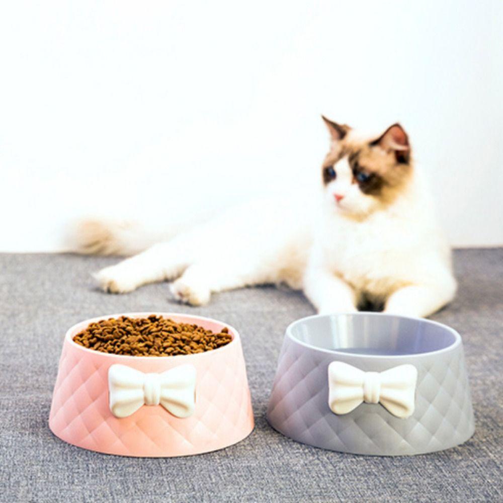 [Elegan] Mangkuk Pengumpan Hewan Peliharaan Ikatan Simpul Lovely Puppy Feeder Dish Elevated Untuk Perlengkapan Hewan Peliharaan Anjing Kucing