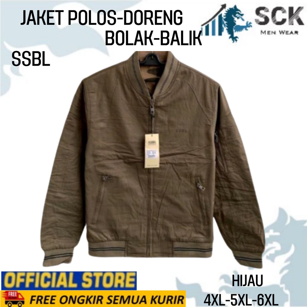 Jaket Pria SSBL DORENG 8707 8701 Katun Bolak Balik Krah Boomber / Pakaian Loreng  Cowok  size 4XL-6XL (JUMBO) - sckmenwear GROSIR