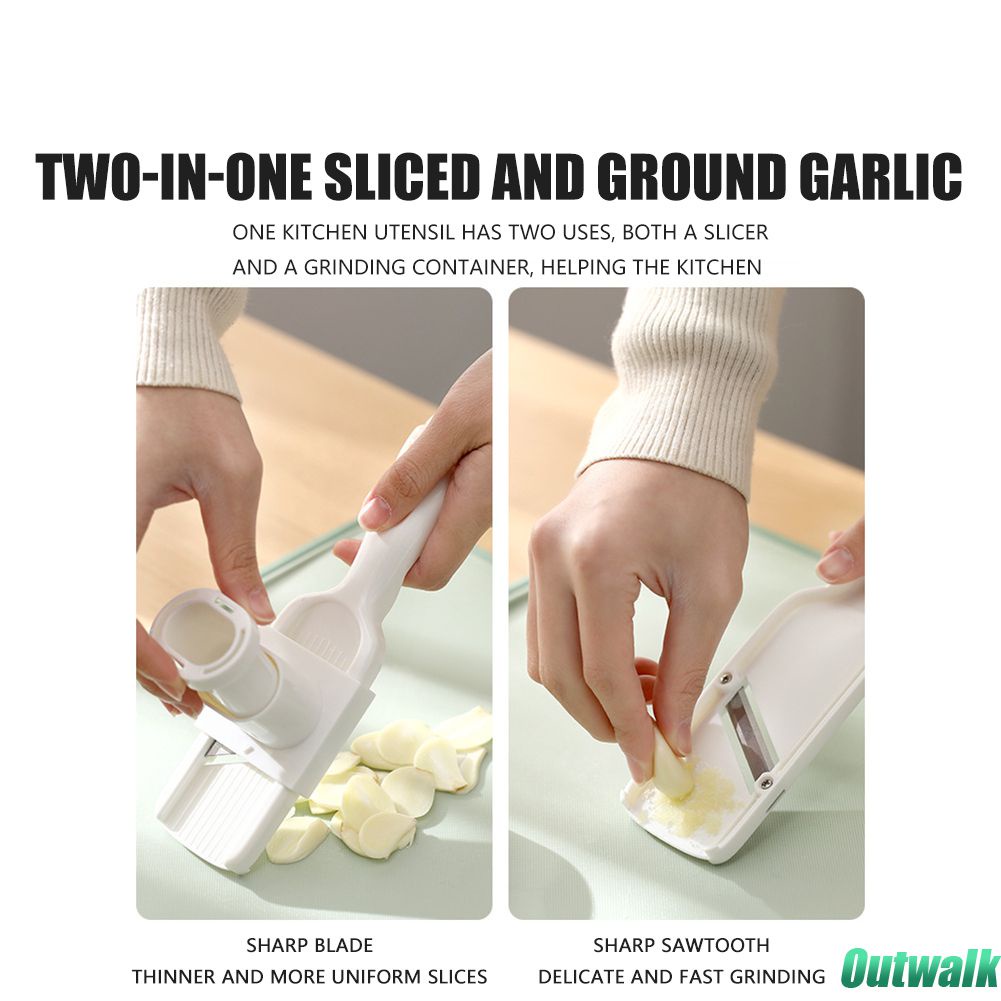 ღ 2 In1 Pisau Tajam Jahe Slicer Portable Bawang Putih Alat Penggiling Dua Sisi Bawang Putih Grinding Parutan Planer Pemotong Sayuran chopper Dapur Gadget