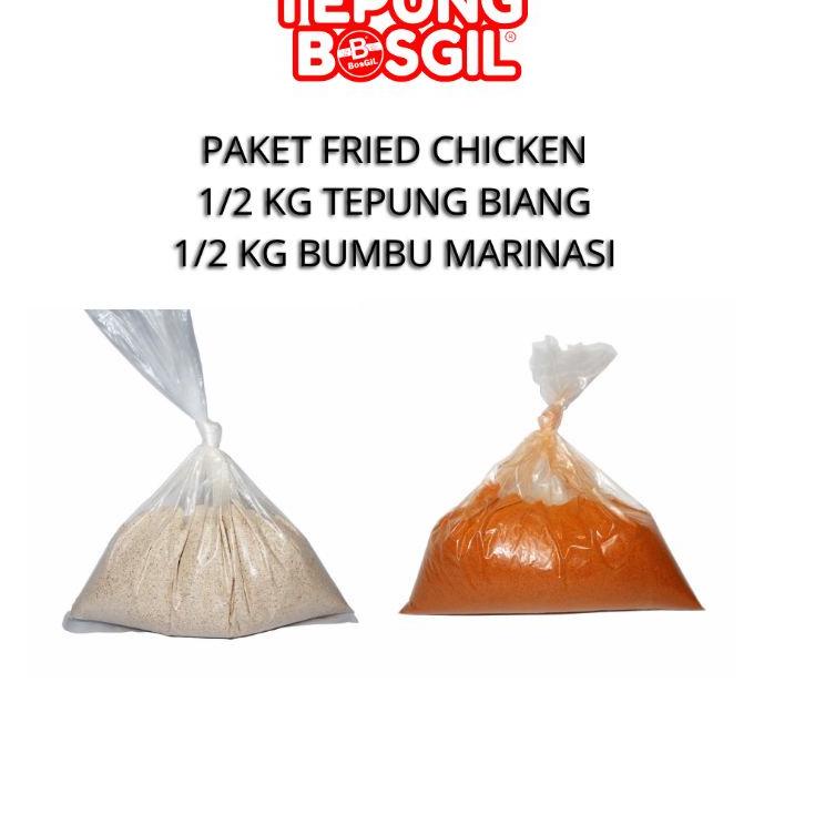 

➴ Paket tepung Premium Fried Chicken (1/2 kg tepung biang dan 1/2 kg tepung marinasi) ➶