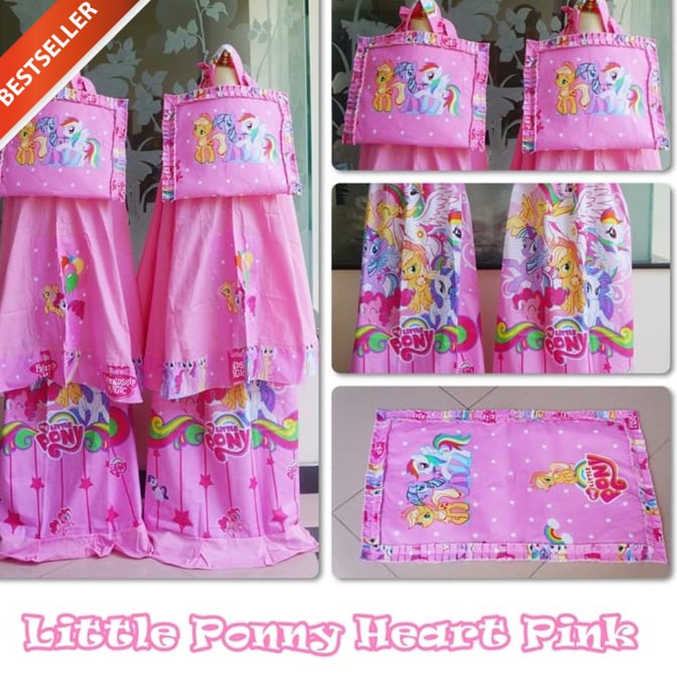 Murah Banget Mukena Anak Katun Adem Karakter Kuda poni Heart 2-13 Tahun Usia PAUD TK SD Mukenah Saja