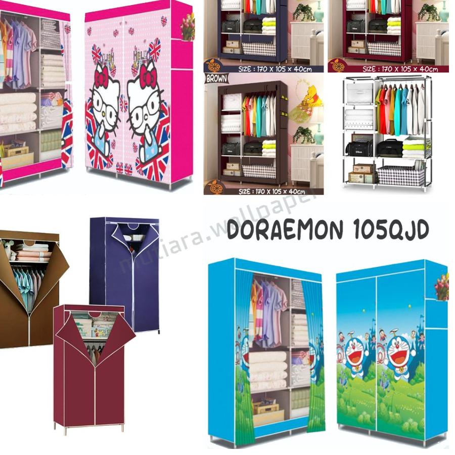 ➫ Lemari Portable Lemari Kain Sisi Ranjang Lemari Serbaguna Lemari Kain Resleting Lemari Gantungan K