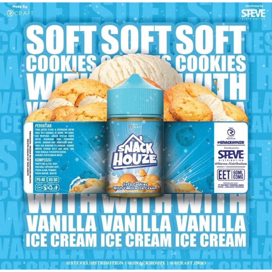 LIQUID SNACK HOUZE BY RCRAFT SOFT COOKIES VANILLA ICE CREAM AUTHENTIC 100% ORIGINAL