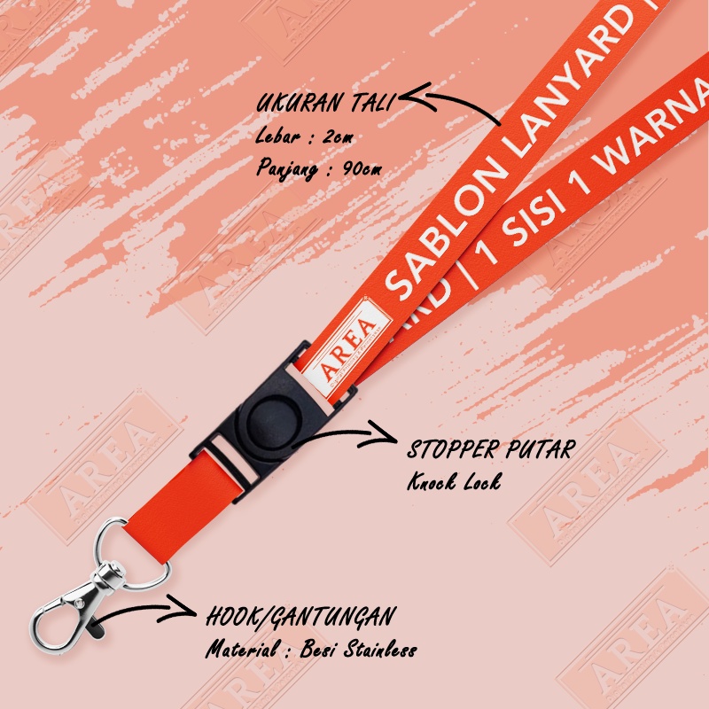

lanyard Sablon 1 Warna 1 Sisi Custome/Lanyard Orange Sablon Custome