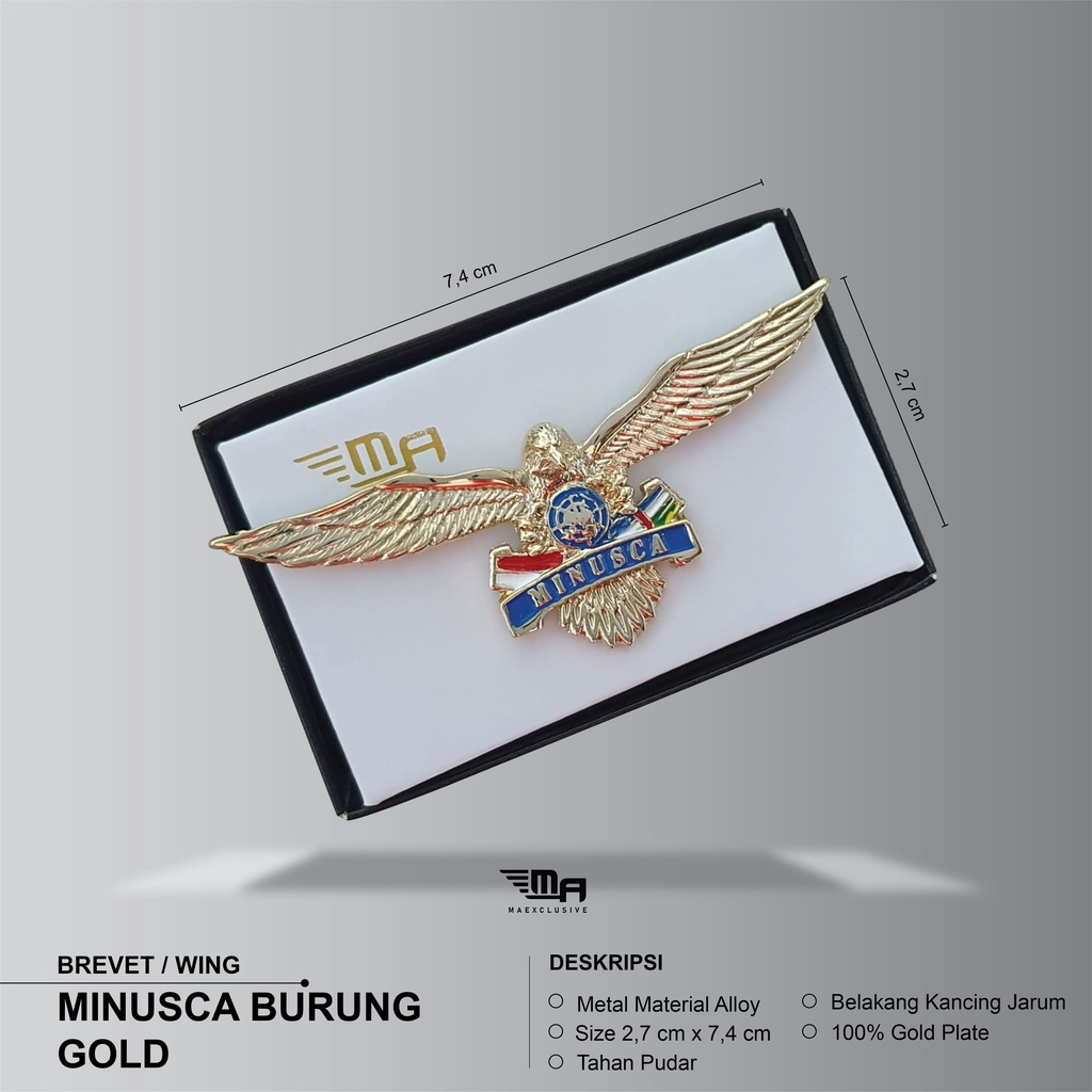 WING MINUSCA BURUNG GOLD PDH BREVET PIN WING MINUSCA BURUNG GOLD