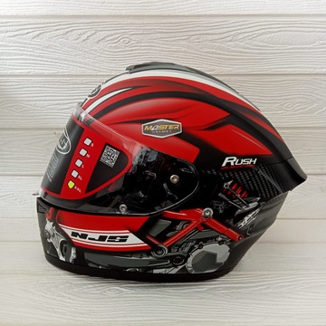 Terlaris Helm Njs Full Face Zx-1 Motif Rush Black Doff Red Njs Zx