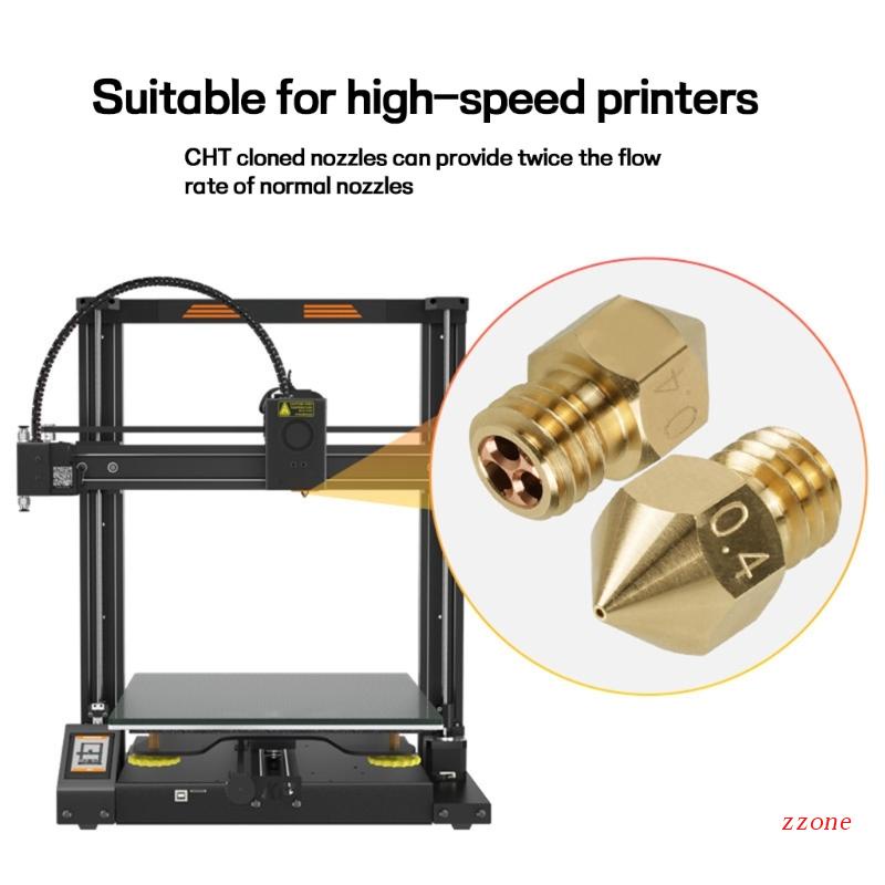 Zzz MK8 Extruder Nozzle Hotend Clone-CHT Nozzle 0.4mm Nozzle Kuningan Aliran Tinggi Untuk Aksesori Printer Ender3/3Pro 3D