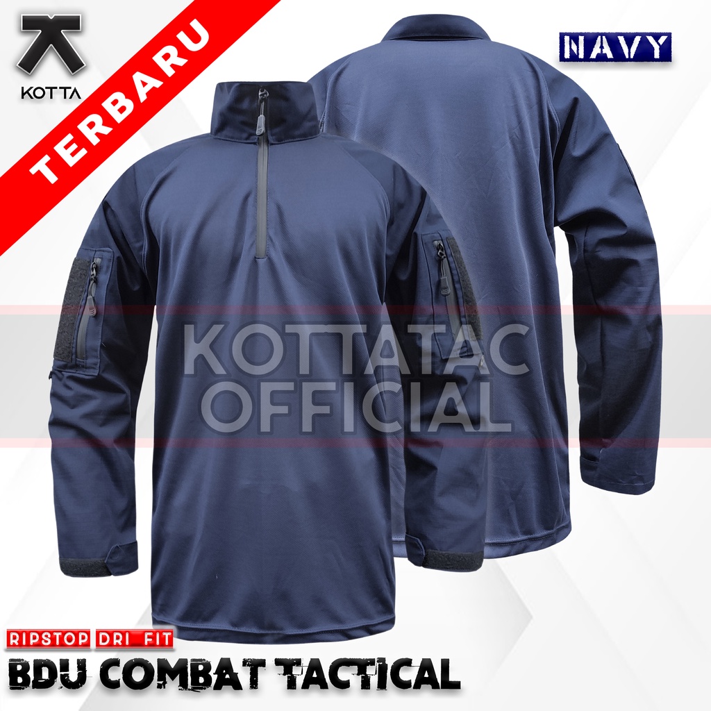 KAOS BDU DRYFIT TAD NAVY - KAOS BDU COMBAT PRIA LENGAN PANJANG NAVY -  KAOS TACTICAL PRIA  - BDU JERSEY DRYFIT - BAJU BDU LENGAN PANJANG BIRU DONGKER