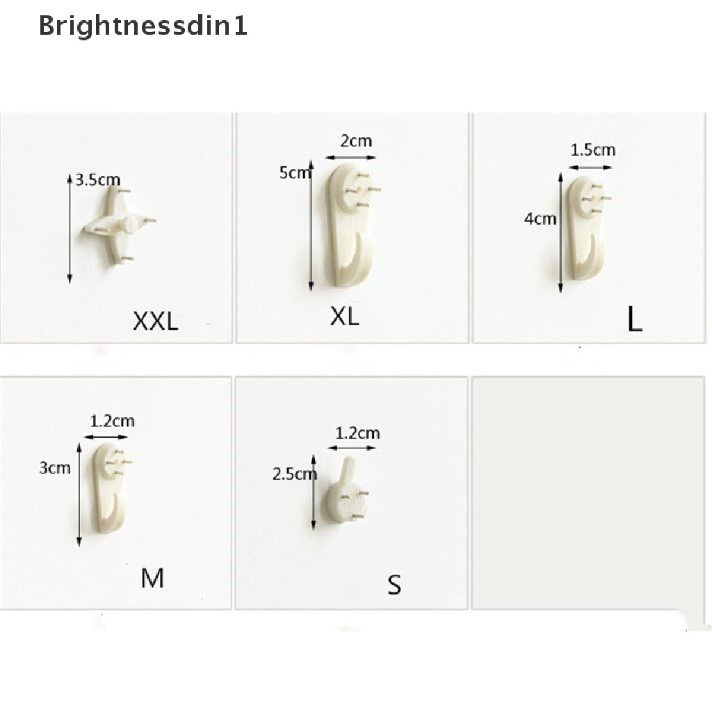 [Brightnessdin1] 10pcs Bingkai Foto Dinding Gantung Gambar Tepuk Dinding Solid Paku Non-trace Nail Hooks Butik