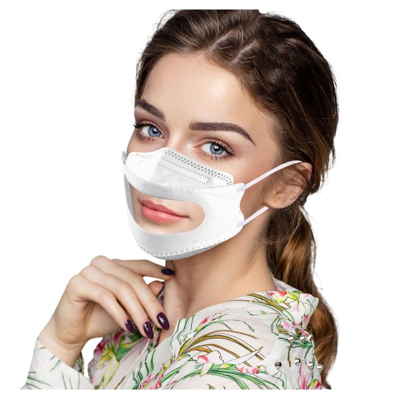 1PC MASKER KF94 DEWASA POLOS WARNA TRANSPARAN MIKA UNTUK TUNA RUNGU WICARA EARLOOP 4PLY