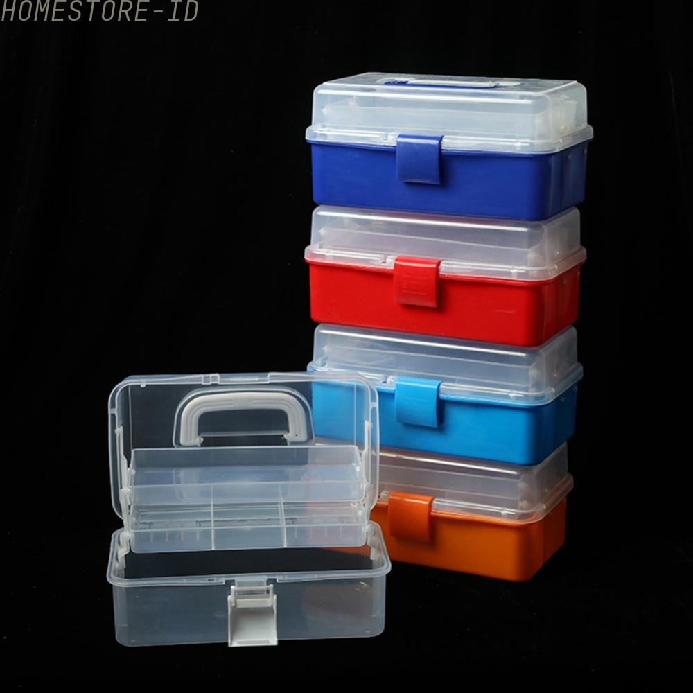 Kotak Penyimpanan Bergagang Plastik Warna-Warni Dapat Dilipat 3lapis Case Organizer Container