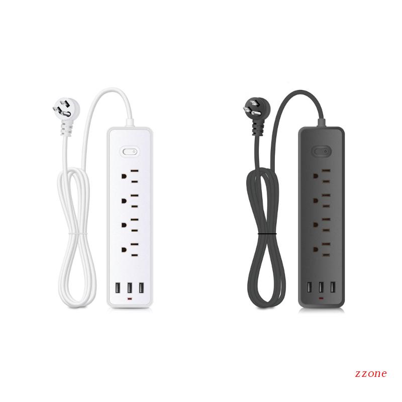 Zzz Power Strip Wall Outlet Surge Protector Stop Kontak 4xAC 3x Port USB Untuk Travel