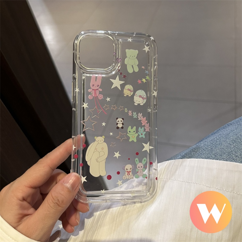 IPHONE Bening Airbag Shockproof Case Kompatibel Untuk Iphone11 13 14 12 Pro Max7 8 6s 6 Plus XR X XS MAX SE 2020 Ins Graffiti Kartun Lucu Indah Bintang Beruang Silicon Lembut TPU Penutup Belakang