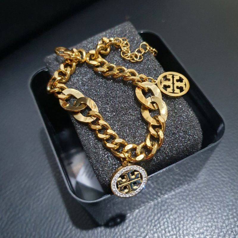 Gelang Titanium Asli Rosegold gold Gelang Rantai Titanium Stainless Steel Ori Premium Quality Anti Karat 022