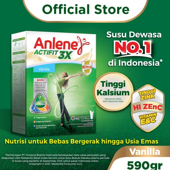 

Anlene Actifit 3X Susu Bubuk Dewasa Vanila 590g - Tulang & Sendi