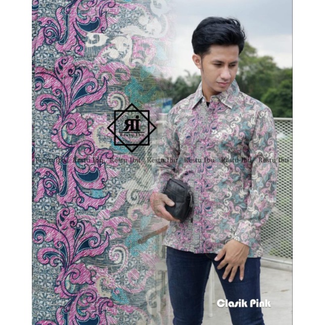 Kebayashopp - kemeja batik lengan panjang/kemeja batik kebaya/KLASIK PINK KLASIK SALEM /kemeja pesta/kemeja batik /kemeja murah/ vol 9