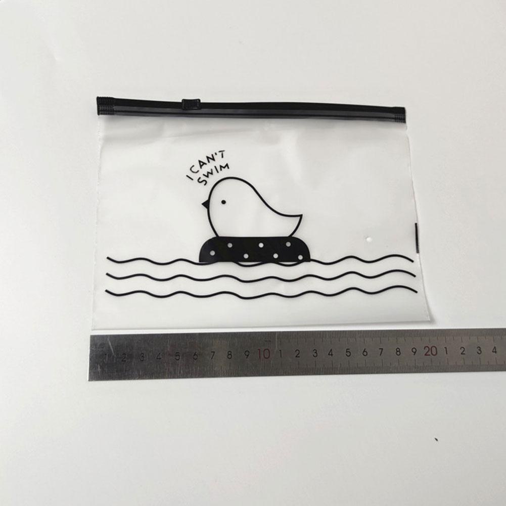Pouch Travel Serbaguna Bahan PVC Transparan Kuat, Tahan Air &amp; Ringan Desain Lucu Tipe Resleting