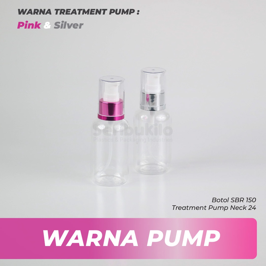 Botol Pump 150 ml SBR / Botol PET Treatment Pump 150 ml Pink &amp; Silver Full Cover