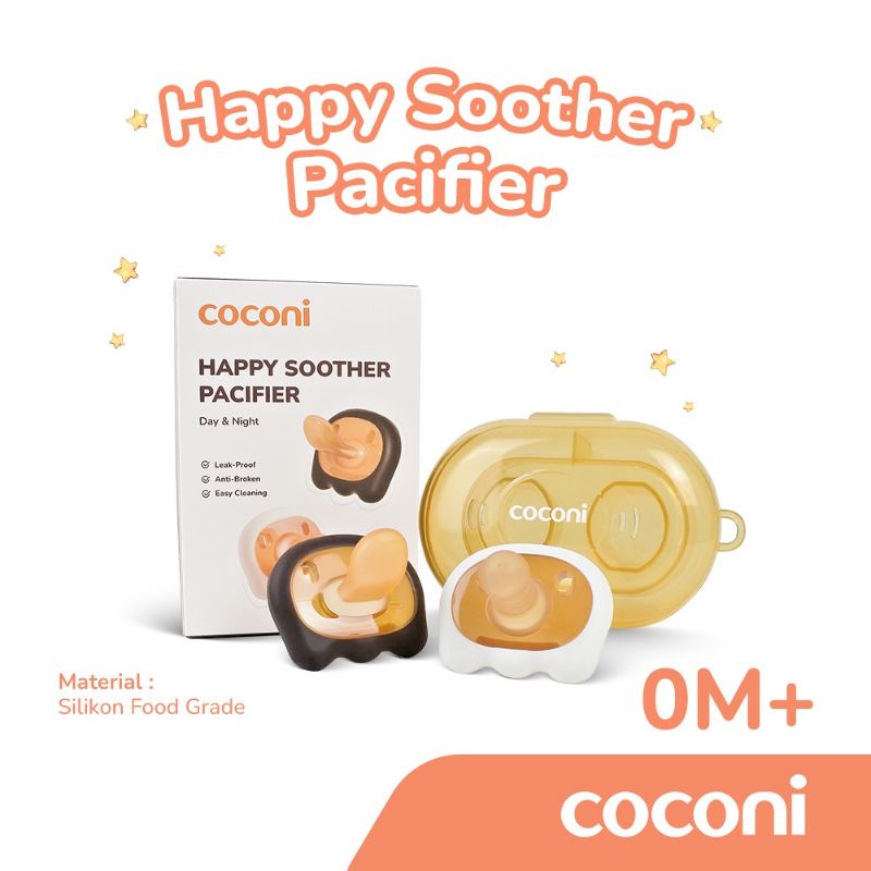 Coconi Happy Soother Pacifier 2pcs with Box / Empeng Dot Bayi Silikon isi 2