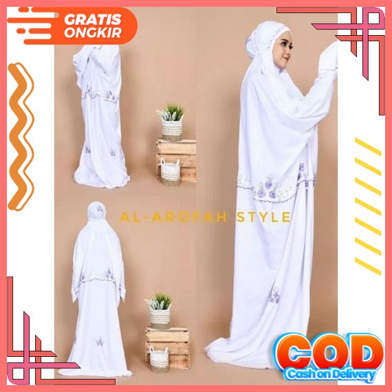 Syadzilah - Mukena Terusan Dewasa Bordir Syafara Mungkena Dewasa Bahan Adem Mukenah Dewasa Jumbo Ter