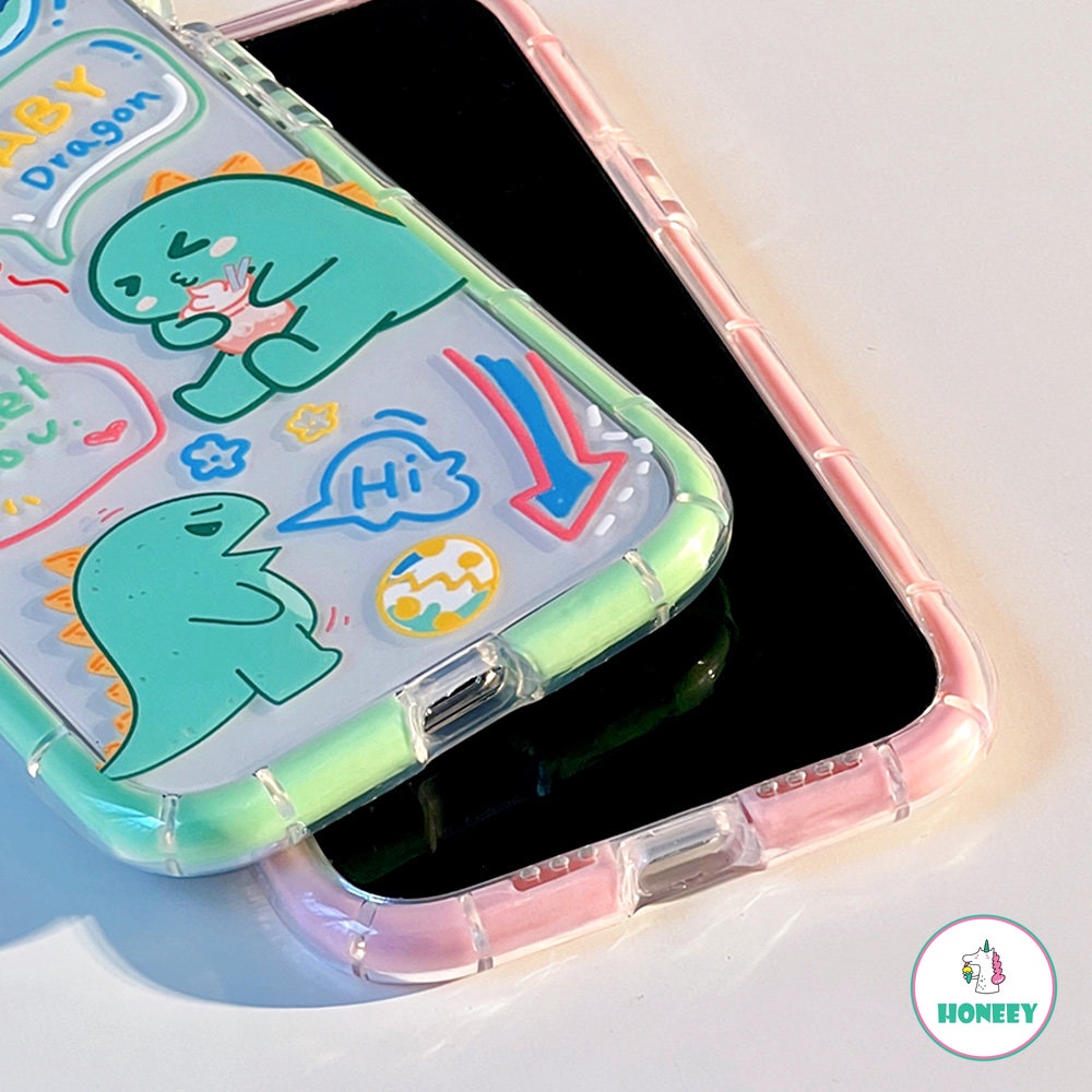 IPHONE Kartun Manyo Dinosaurus Strawberry Neon Luminous Phone Case Kompatibel Untuk Iphone14 13 12 11 Pro Max 14 Pro Max Shockproof Glow Lembut TPU Penutup Belakang